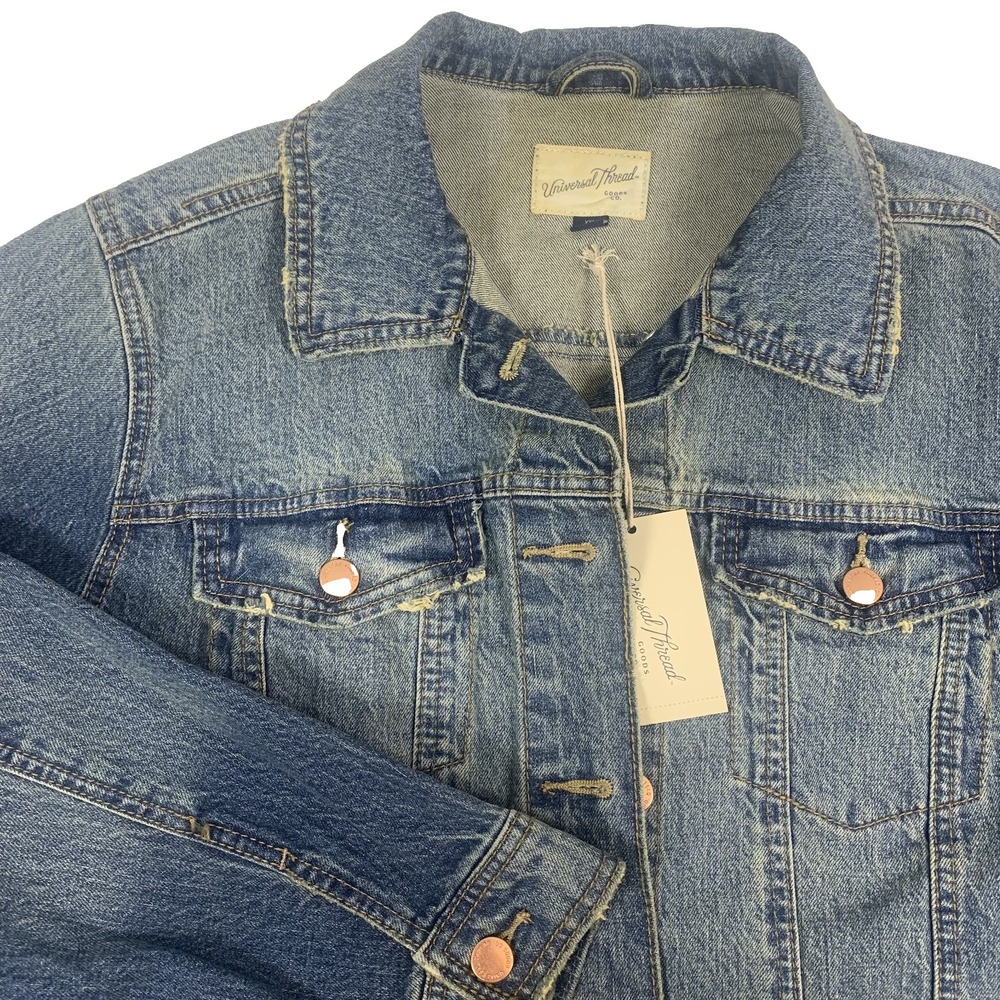 Universal Thread Womens XXL Denim Jacket Blue Button Front Medium Wash 818LE